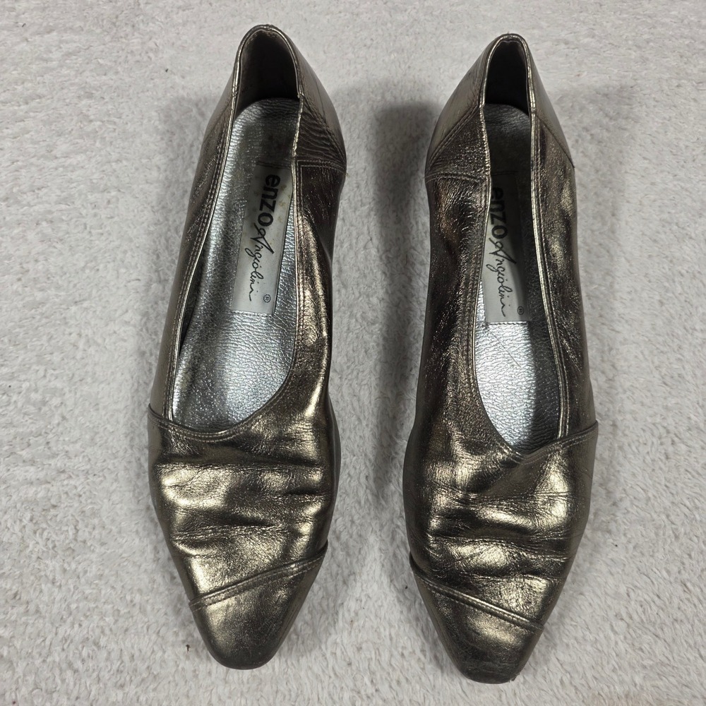 Enzo Angiolini Flats Womens 7.5 N Bronze Gold Metallic Leather Vintage Brazil